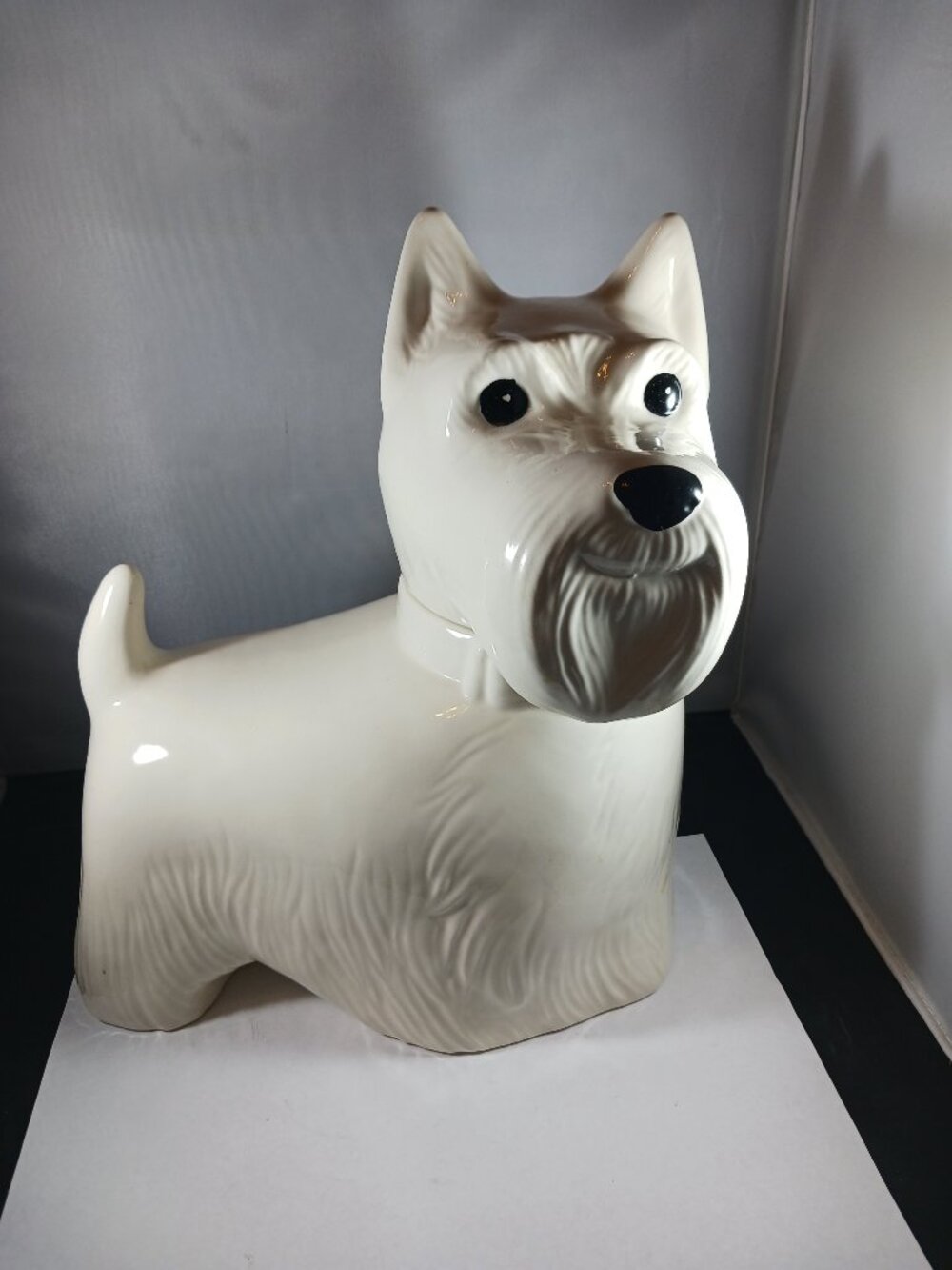 RARE Vintage Metlox Pottery White Scotty Dog Scottie Dog Cookie Jar Made in USA